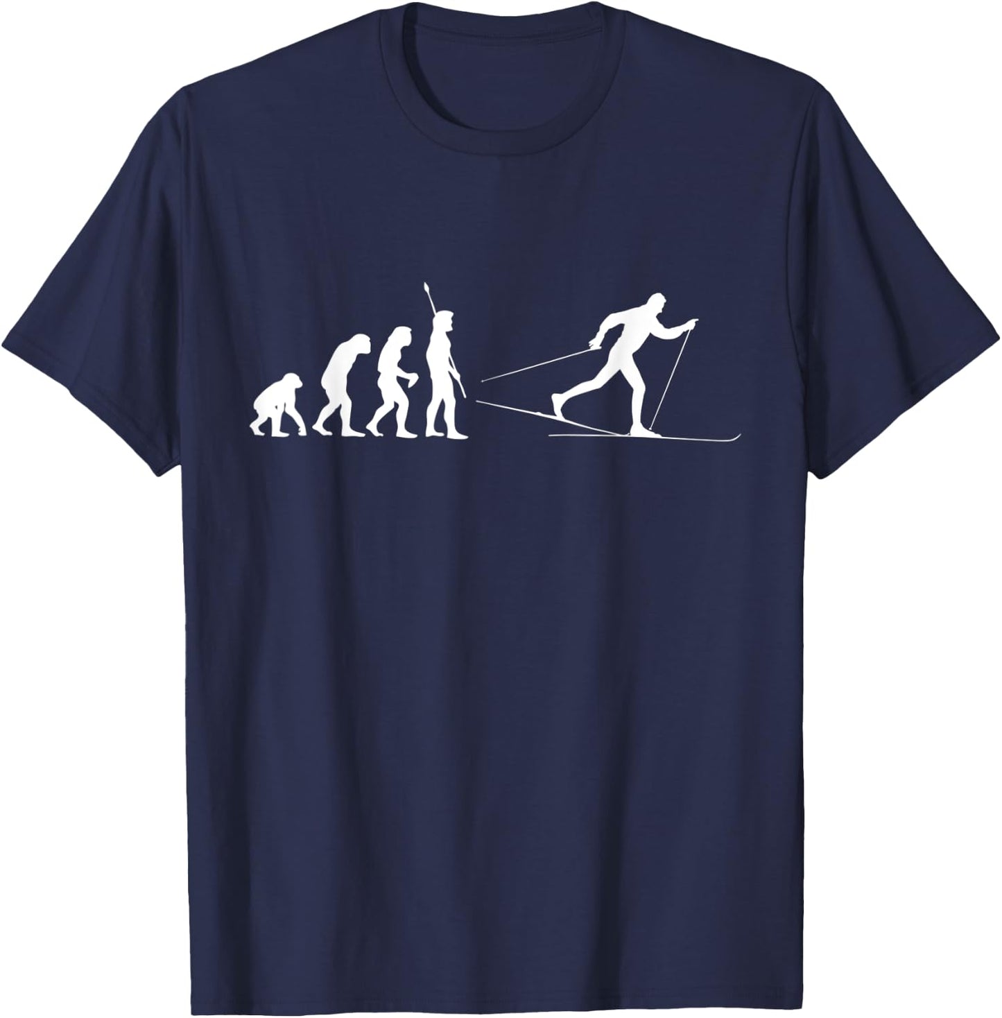 Evolution Cross-Country Skiing Nordic Winter Sports Gift T-Shirt - T-Shirt | Navy