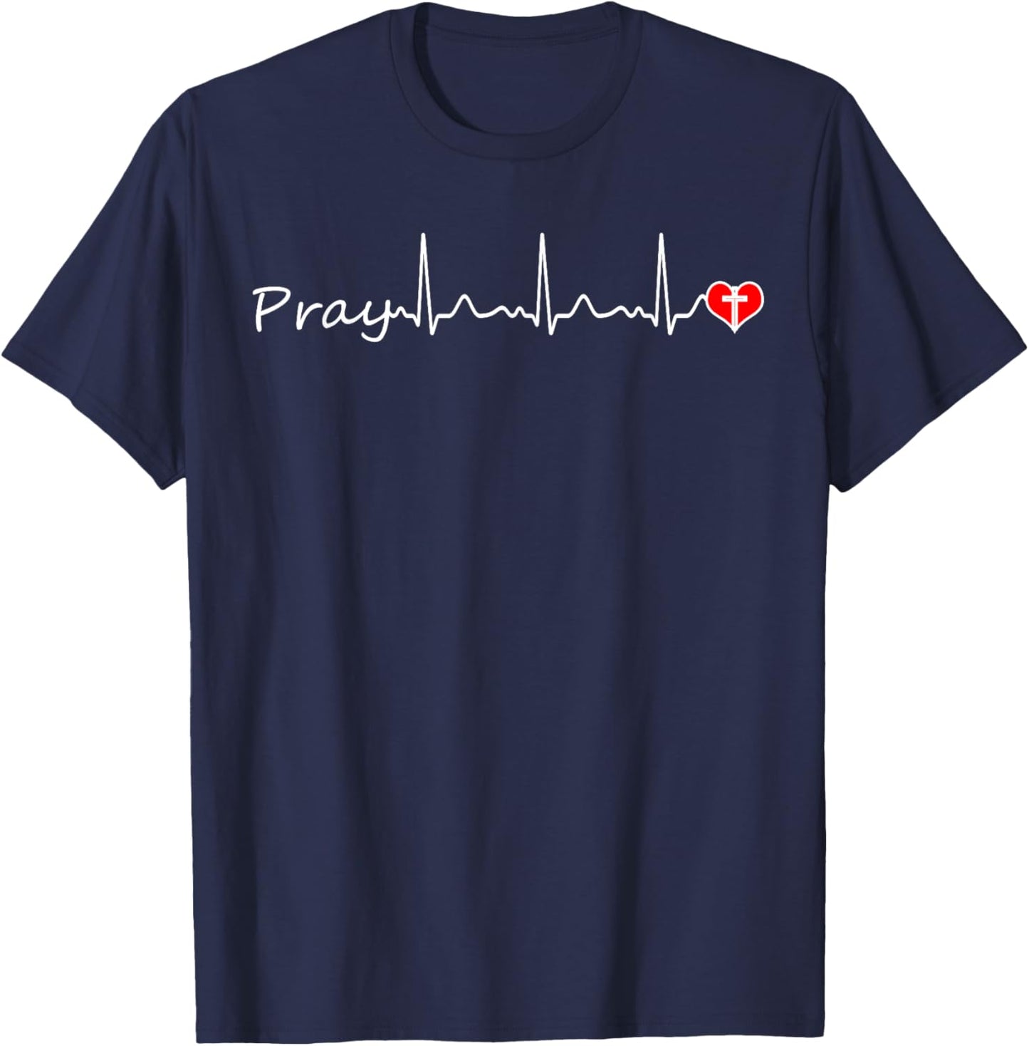 Heartbeat Pray - Christian Faith Church Outfit Baptism Gifts T-Shirt - T-Shirt | Navy