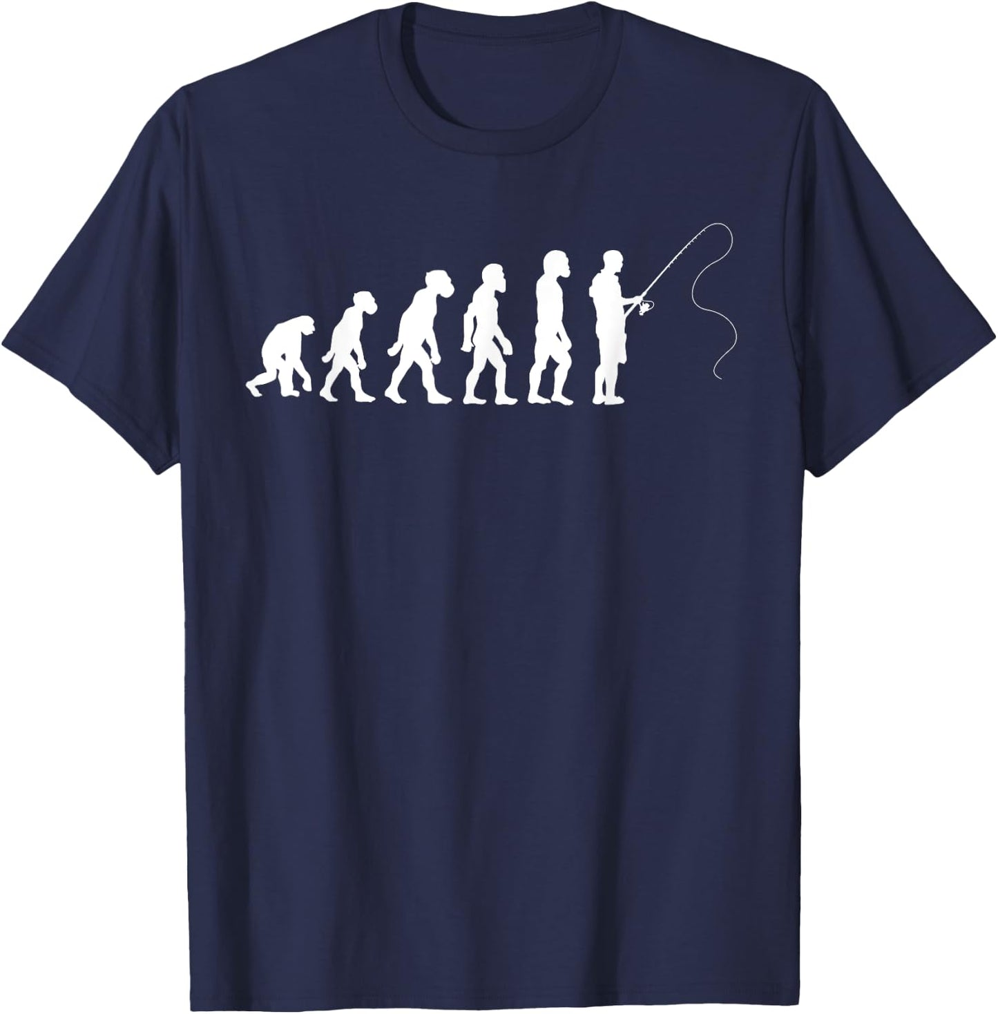 Funny Human Fishing Evolution Bass Fly Fish Catch T-Shirt - T-Shirt | Navy