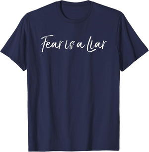 Fear is a Liar Cute Armor of God Bible Verse Quote Christian T-Shirt - T-Shirt | Navy