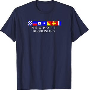 Nautical Flag Alphabet Gift - Newport Rhode Island T-Shirt - T-Shirt | Navy