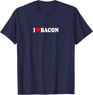 I Love Heart Bacon Funny Gag Gifts Parties T-Shirt - T-Shirt | Navy
