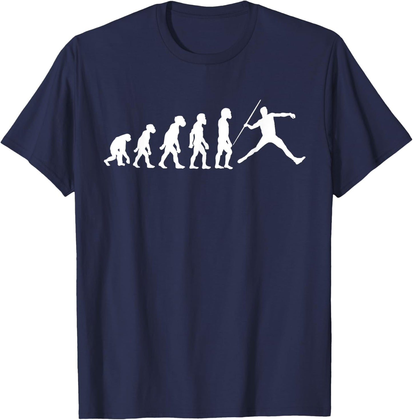 Funny Human Javelin Evolution Javelineer Spear Thrower T-Shirt - T-Shirt | Navy