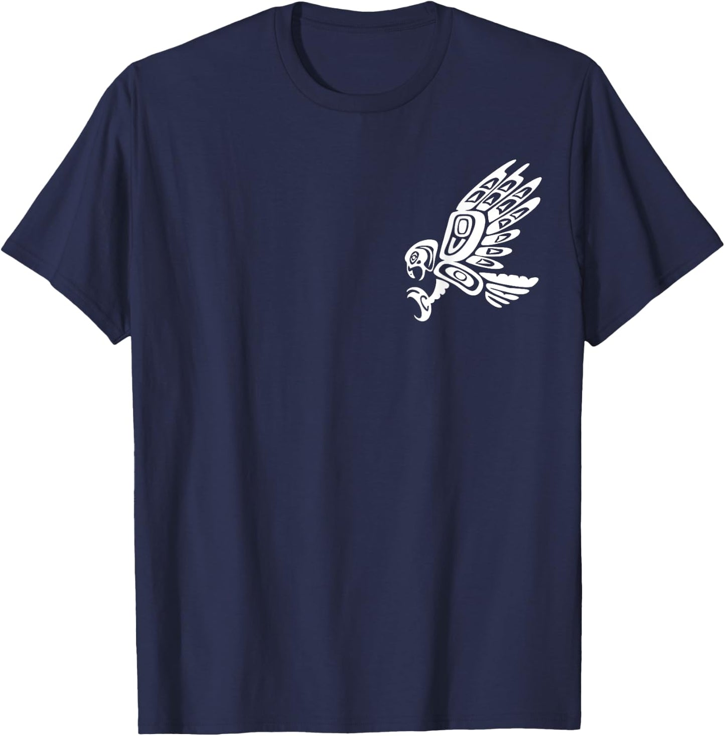 Falcon Abstract Haida Art Pacific Northwest Coast Bird T-Shirt - T-Shirt | Navy