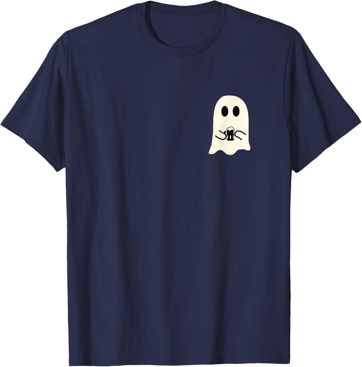 Cute Little Ghost Beer Glass Halloween T-Shirt - T-Shirt | Navy