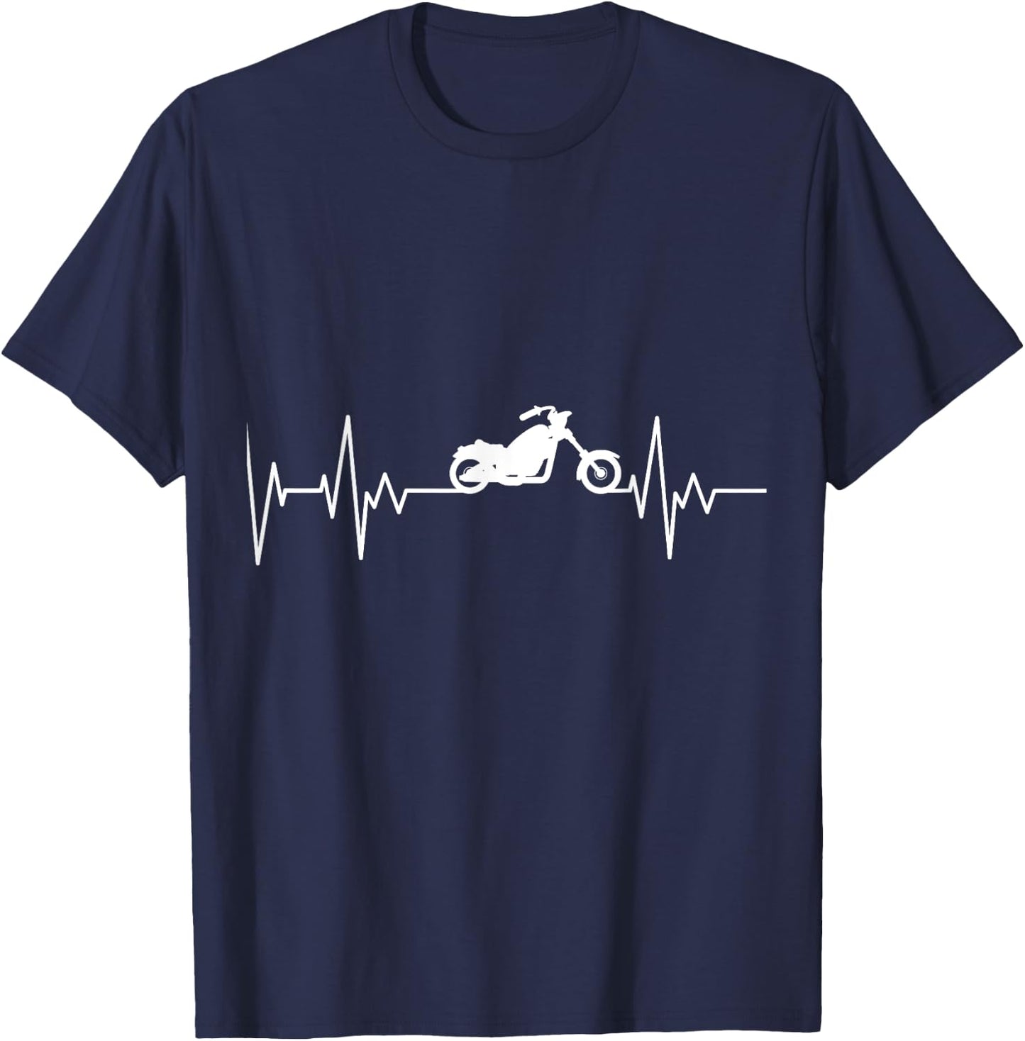 Chopper Motorcycle Biker Heartbeat Motorcyclist Biker T-Shirt - T-Shirt | Navy