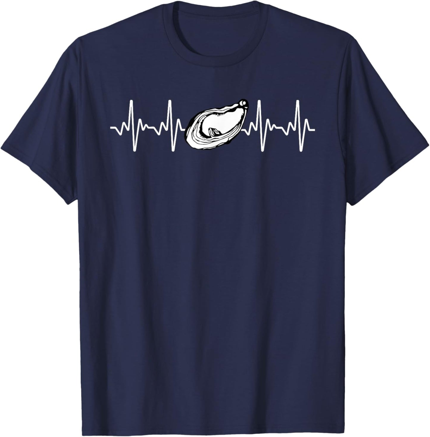 Funny Oyster Design Women EKG Oyster Seafood Lovers T-Shirt - T-Shirt | Navy