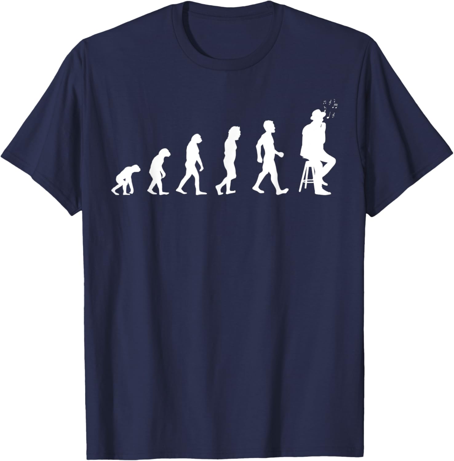 Evolution Harmonica Player T-Shirt - T-Shirt | Navy