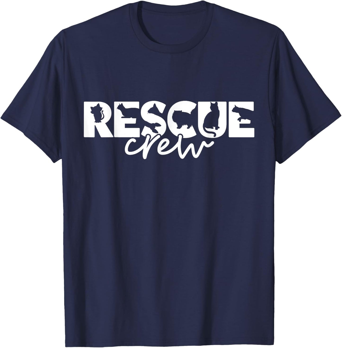 Cat Rescue Crew Shirt Kitten Lovers Adoption Foster Pet Team Men Women Girls Kids T-Shirt - T-Shirt | Navy