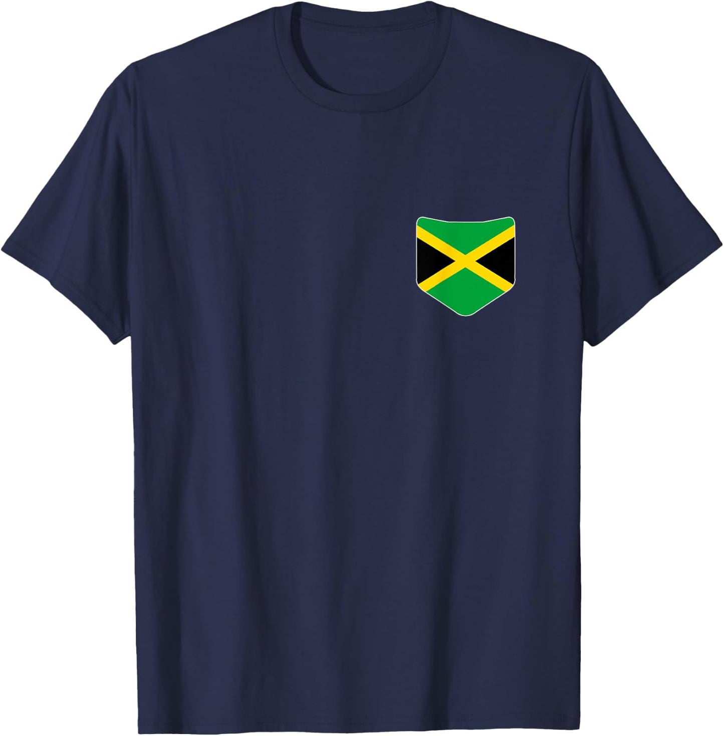 Jamaica Flag with Printed Jamaican Flag Pocket T-Shirt - T-Shirt | Navy