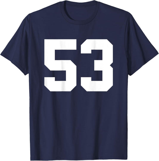 Number 53 (on Back) Sports Team Jersey Number T-Shirt - T-Shirt | Navy