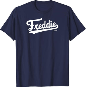 Freddie Freeman: Los Angeles Text - Los Angeles Baseball T-Shirt - T-Shirt | Navy