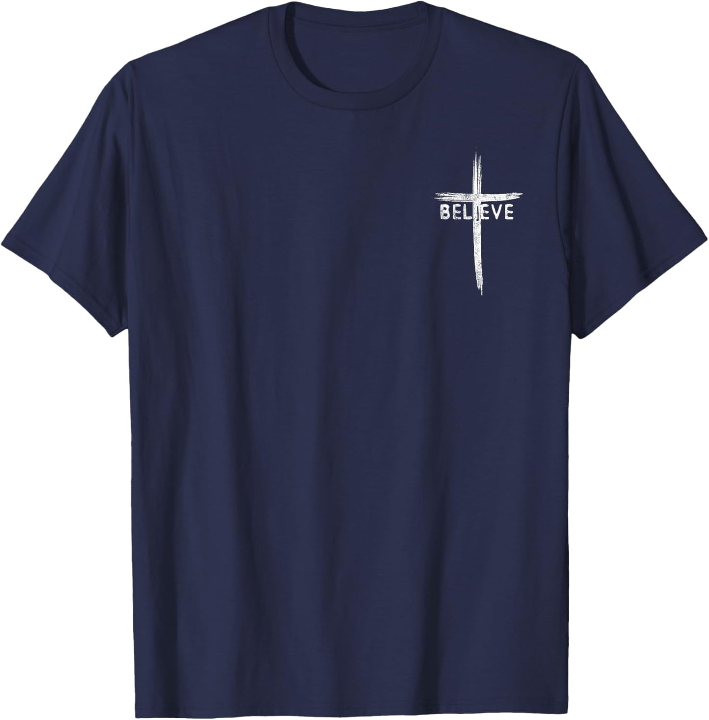 Believe Christian Faith Cross Jesus Christ Bible Lover T-Shirt - T-Shirt | Navy