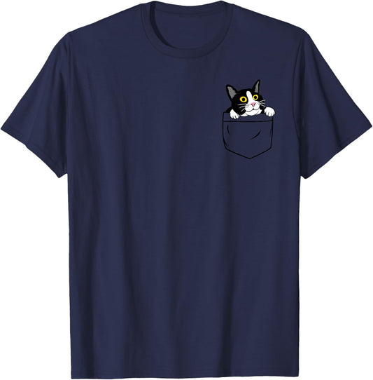 Cute Kitty Cat Pocket - Pocket Cat Funny Cute Cats Lover T-Shirt - T-Shirt | Navy