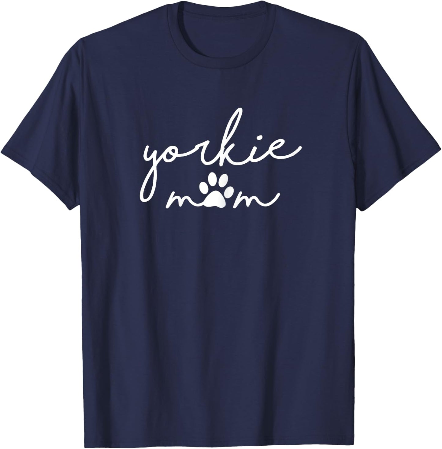 Yorkshire Terrier Dog Mama Yorkie Mom with Pawprint Simple T-Shirt - T-Shirt | Navy