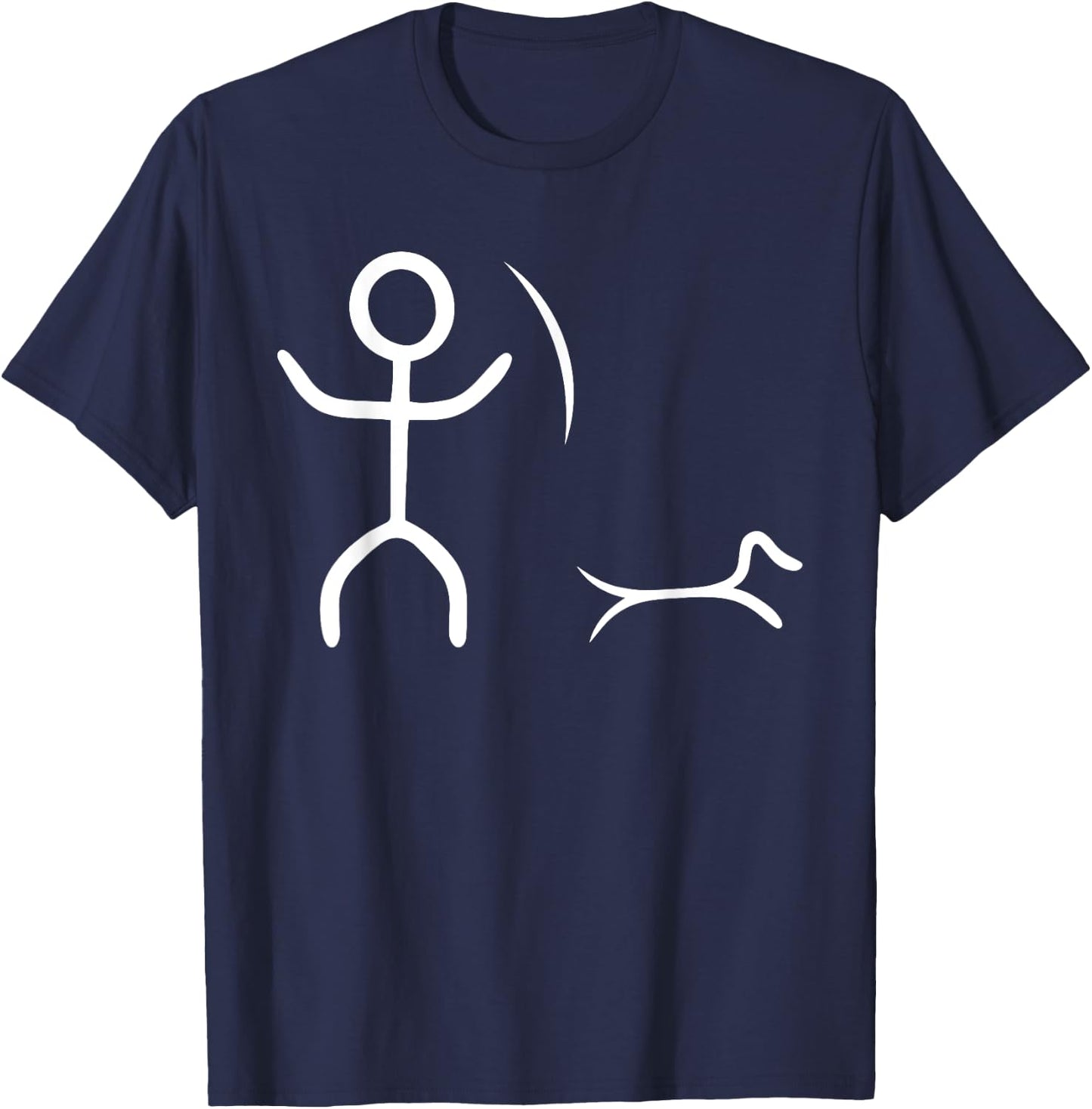 Stick-Man Fathers Day Hunter Outdoor Hunting Figure Dog T-Shirt - T-Shirt | Navy