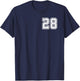 Number 28 Shirt #28 Player Sports Team Men Women Kids T-Shirt - T-Shirt | Navy