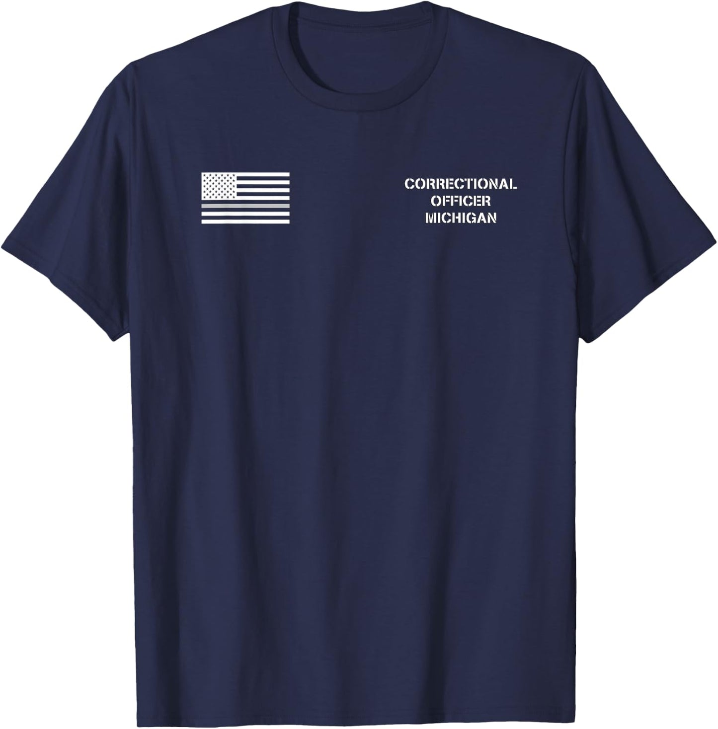 Michigan Correctional Officer Thin Gray Line Flag T-Shirt - T-Shirt | Navy