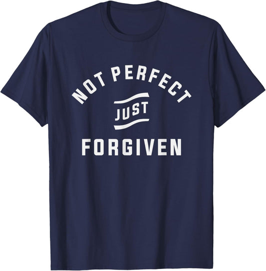 Not Perfect Just Forgiven Christian T-Shirt - T-Shirt | Navy