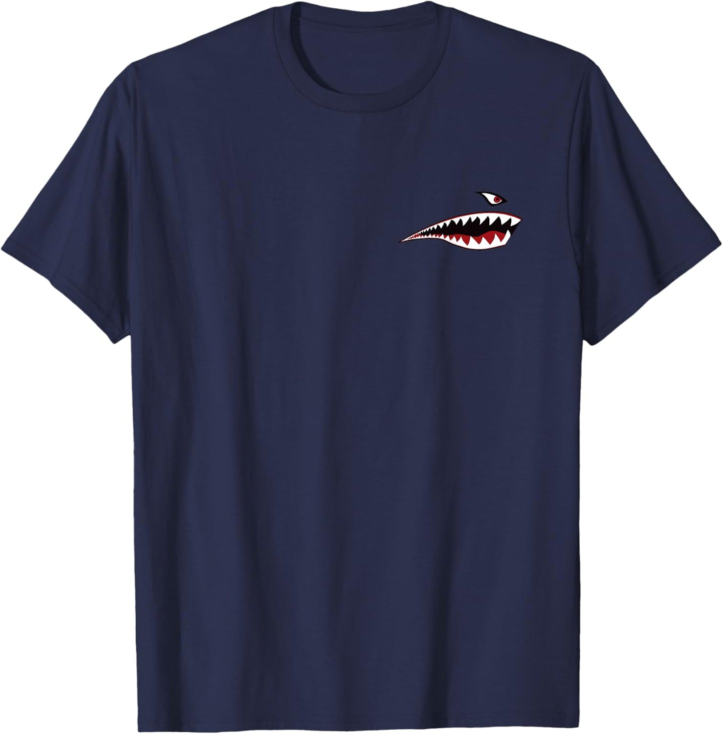 Shark Teeth Nose Art Warhawk P-40 A-10 Warthog War Plane T-Shirt - T-Shirt | Navy