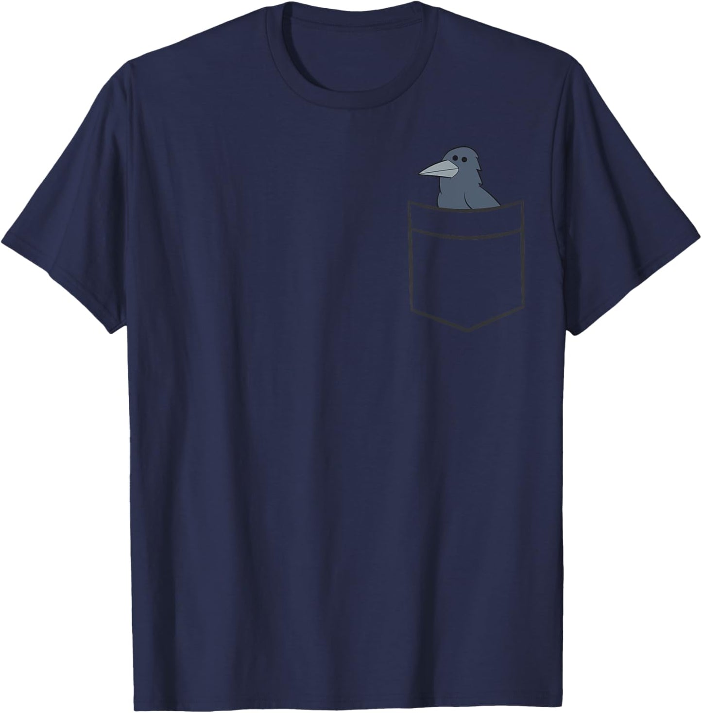 Crow Bird In The Pocket Cute Raven Crow T-Shirt - T-Shirt | Navy