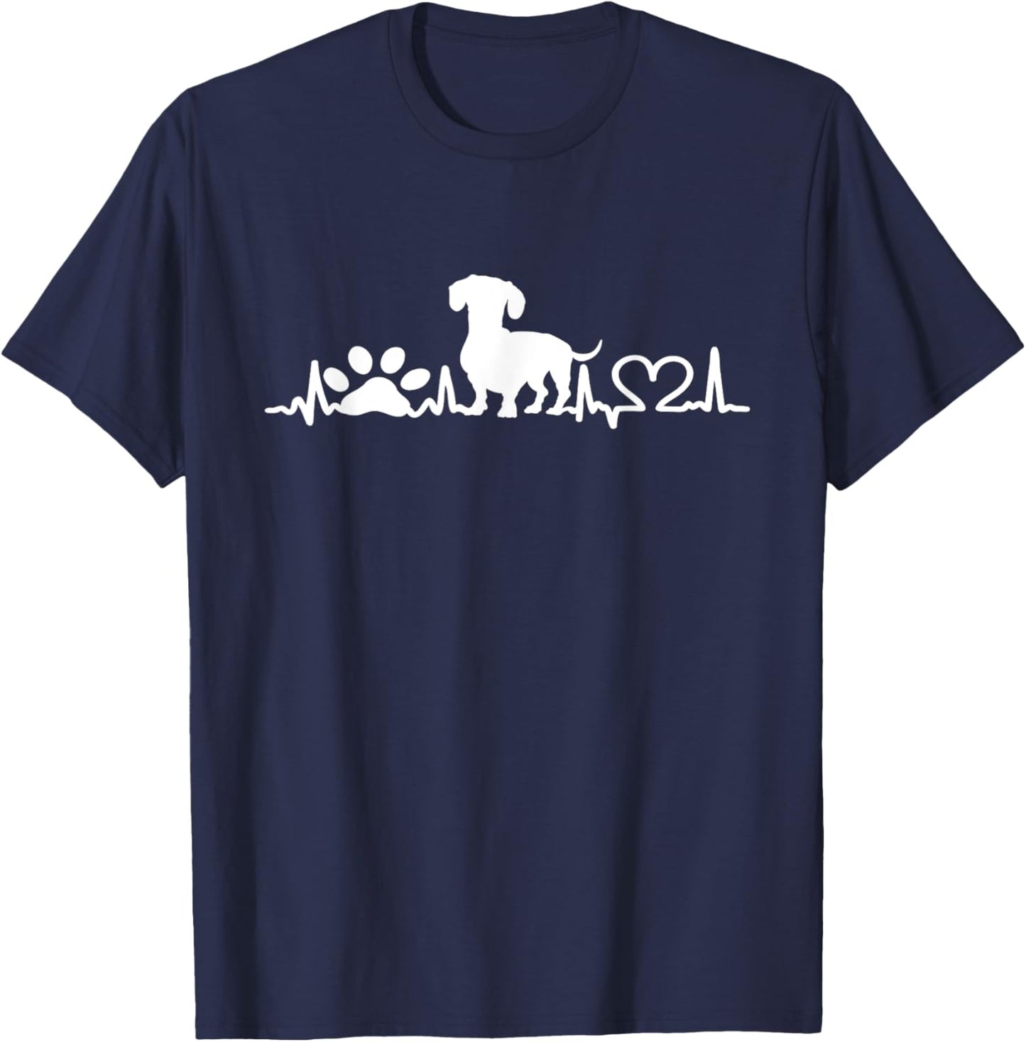 Dachshund Dog Owner Heartbeat - Pet Trainer Animal Lover Men Women Girls Kids T-Shirt - T-Shirt | Navy