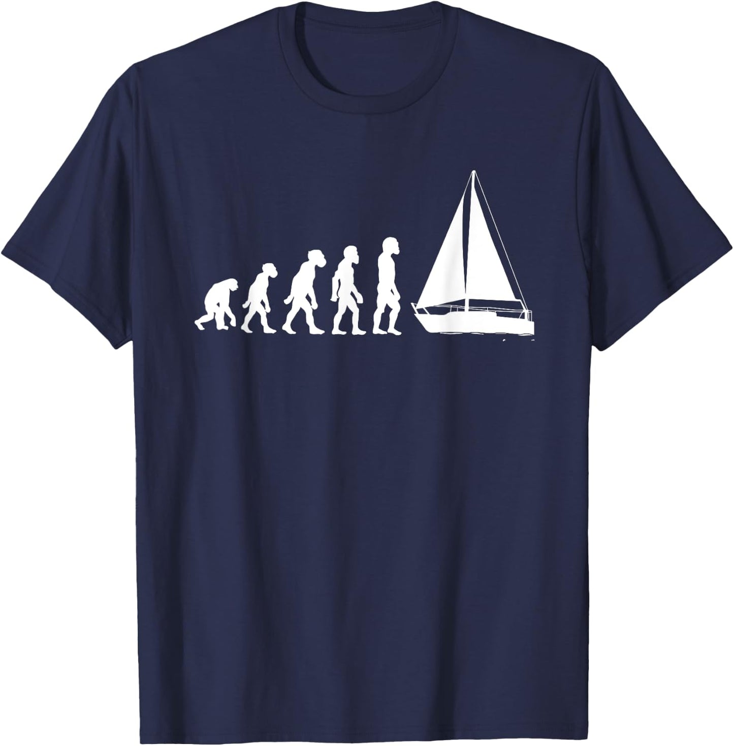 Funny Human Sailing Evolution Sailboat Sailor Boating Yacht T-Shirt - T-Shirt | Navy