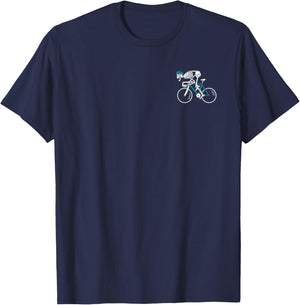 Skeleton Riding Road Bike Bicycle Biking Cycling Cyclist T-Shirt - T-Shirt | Navy
