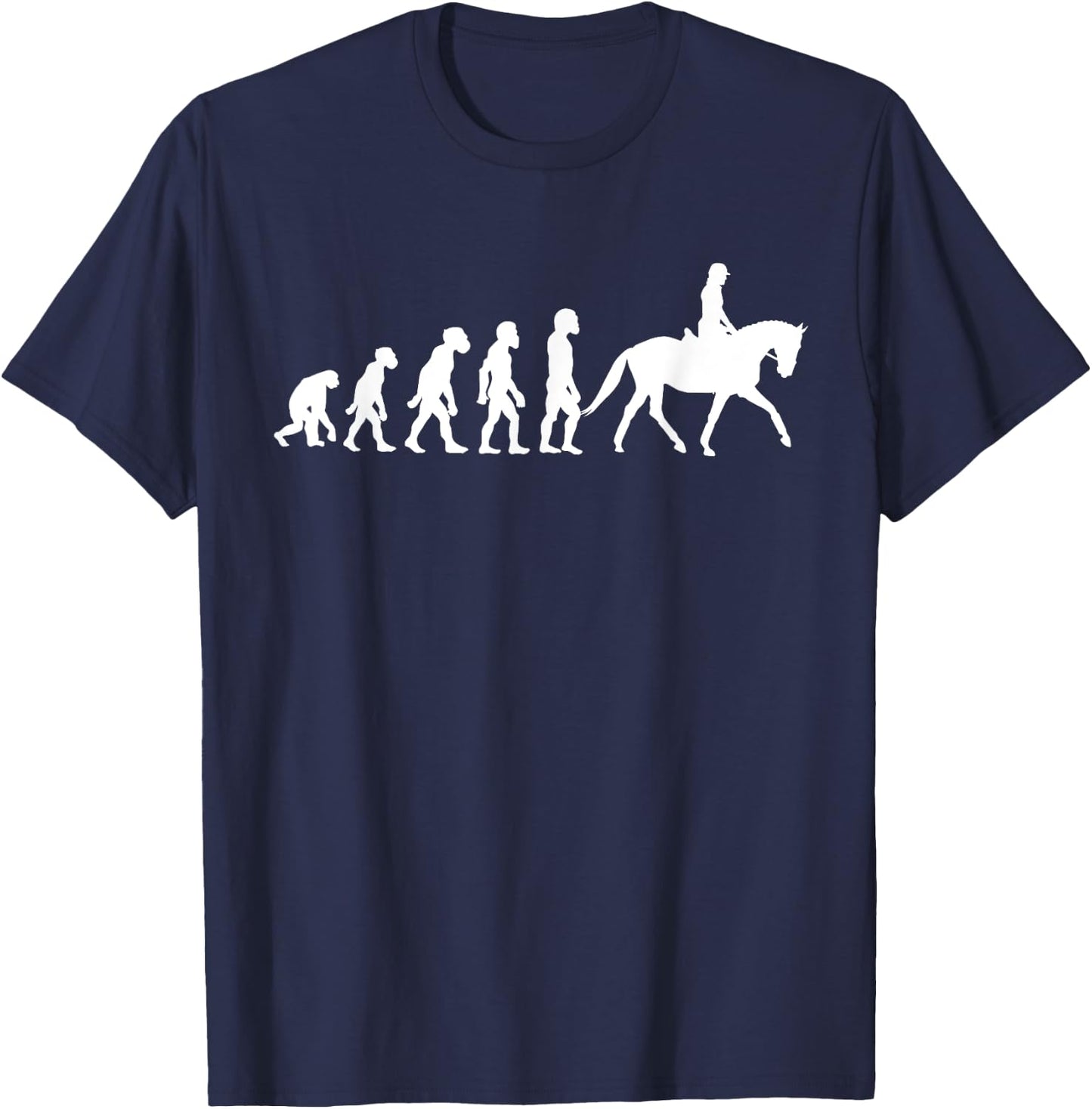 Funny Human Dressage Evolution Horseback Riding Equestrian T-Shirt - T-Shirt | Navy