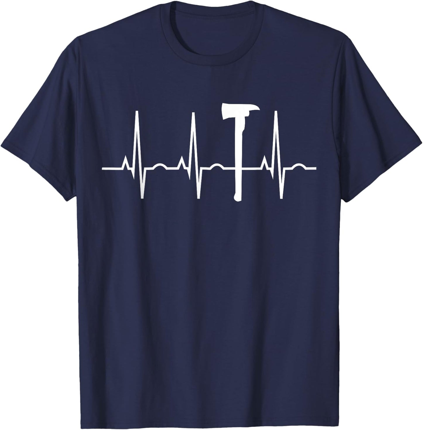 Wildland Firefighter Shirt - Pulaski Heartbeat Gift T-Shirt - T-Shirt | Navy