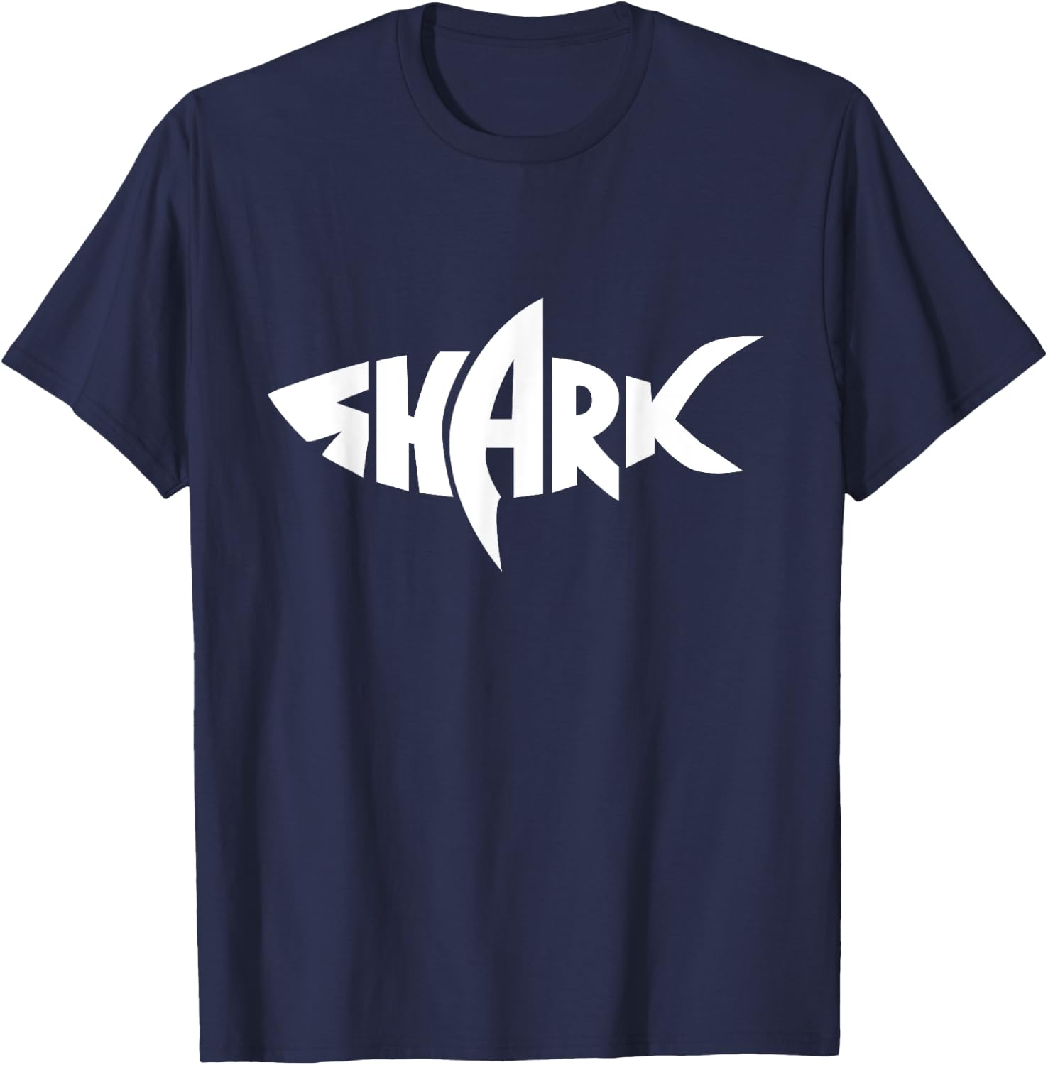 Shark – Bold Word Art Minimal Design T-Shirt - T-Shirt | Navy