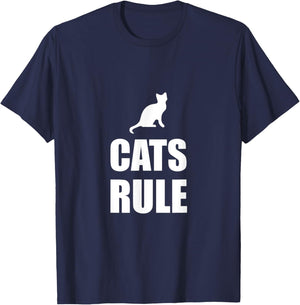 Cats Rule Pet Fan Funny T-Shirt - T-Shirt | Navy