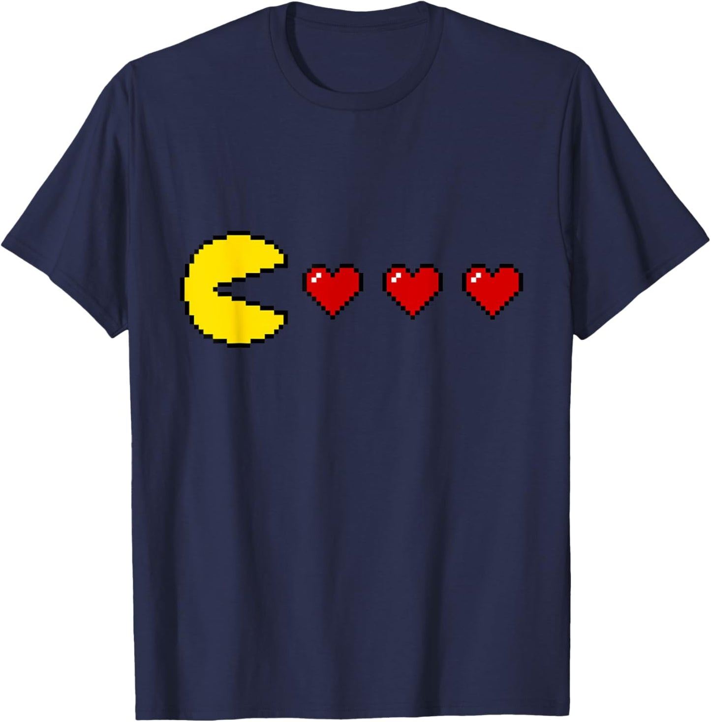 Funny Classic 80s Retro Arcade 8-bit Game Valentine Heart T-Shirt - T-Shirt | Navy