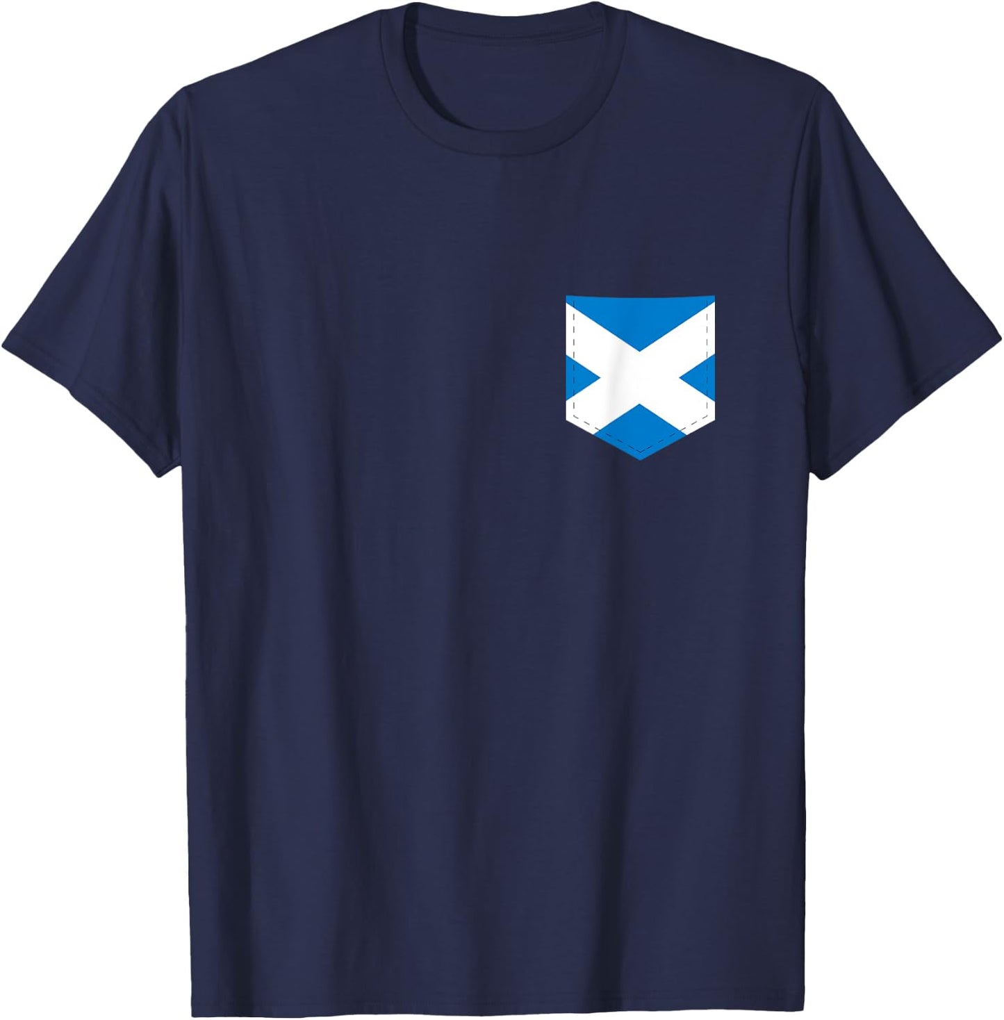 Scotland Flag with Printed Scot Flag Pocket T-Shirt - T-Shirt | Navy