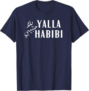 Yalla Habibi Arabic Muslim Honeymoon Valentine's Day Love T-Shirt - T-Shirt | Navy
