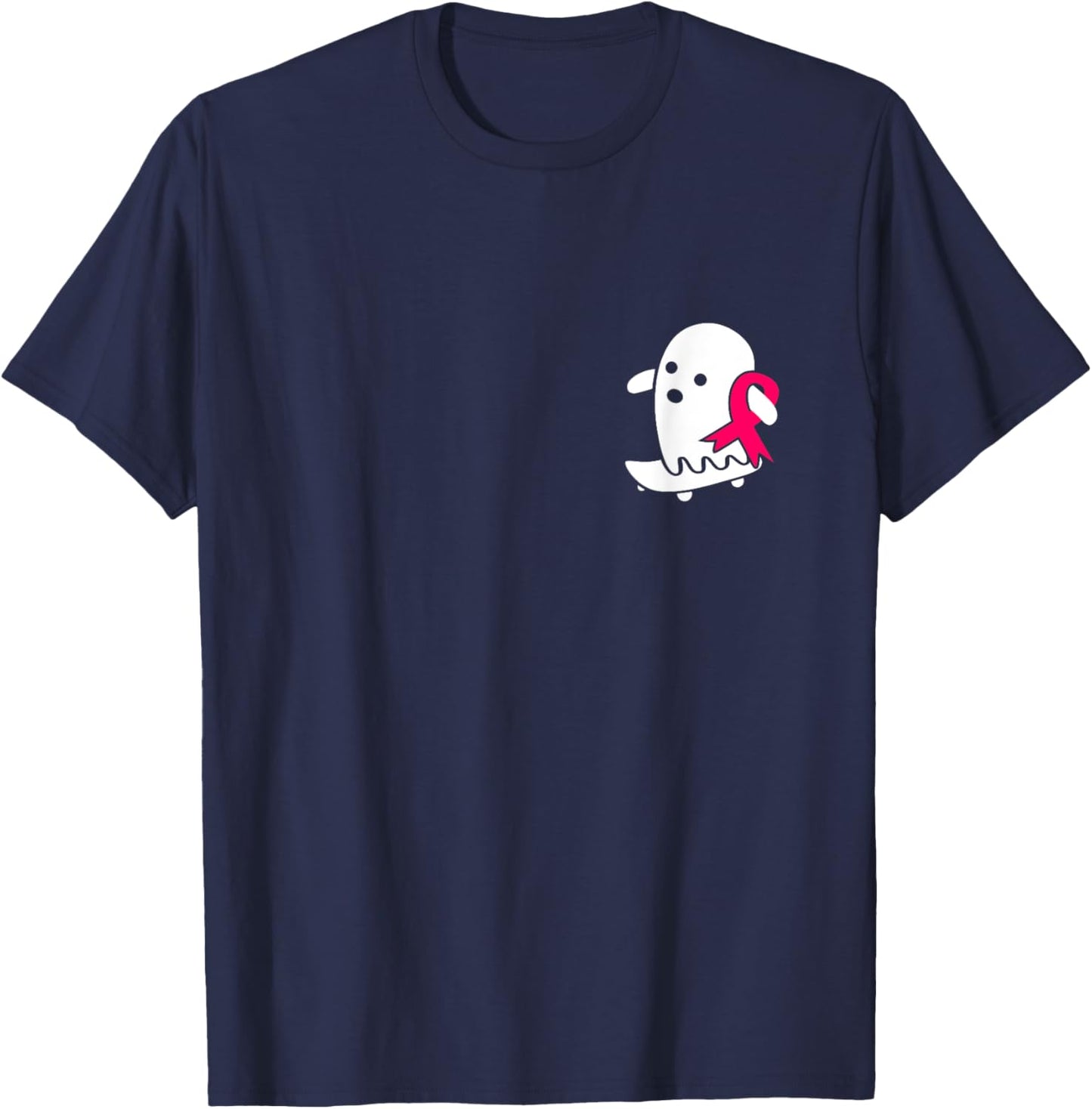 Breast Cancer Ghost Halloween Pink Breast Cancer Awareness T-Shirt - T-Shirt | Navy