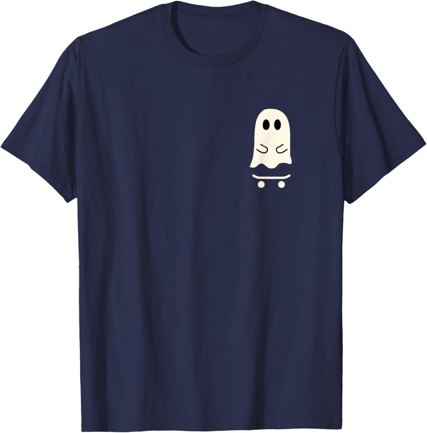 Little Ghost Skateboard Cute Halloween Skater T-Shirt - T-Shirt | Navy