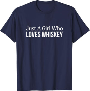 Just A Girl Who Loves Whiskey T-Shirt - T-Shirt | Navy