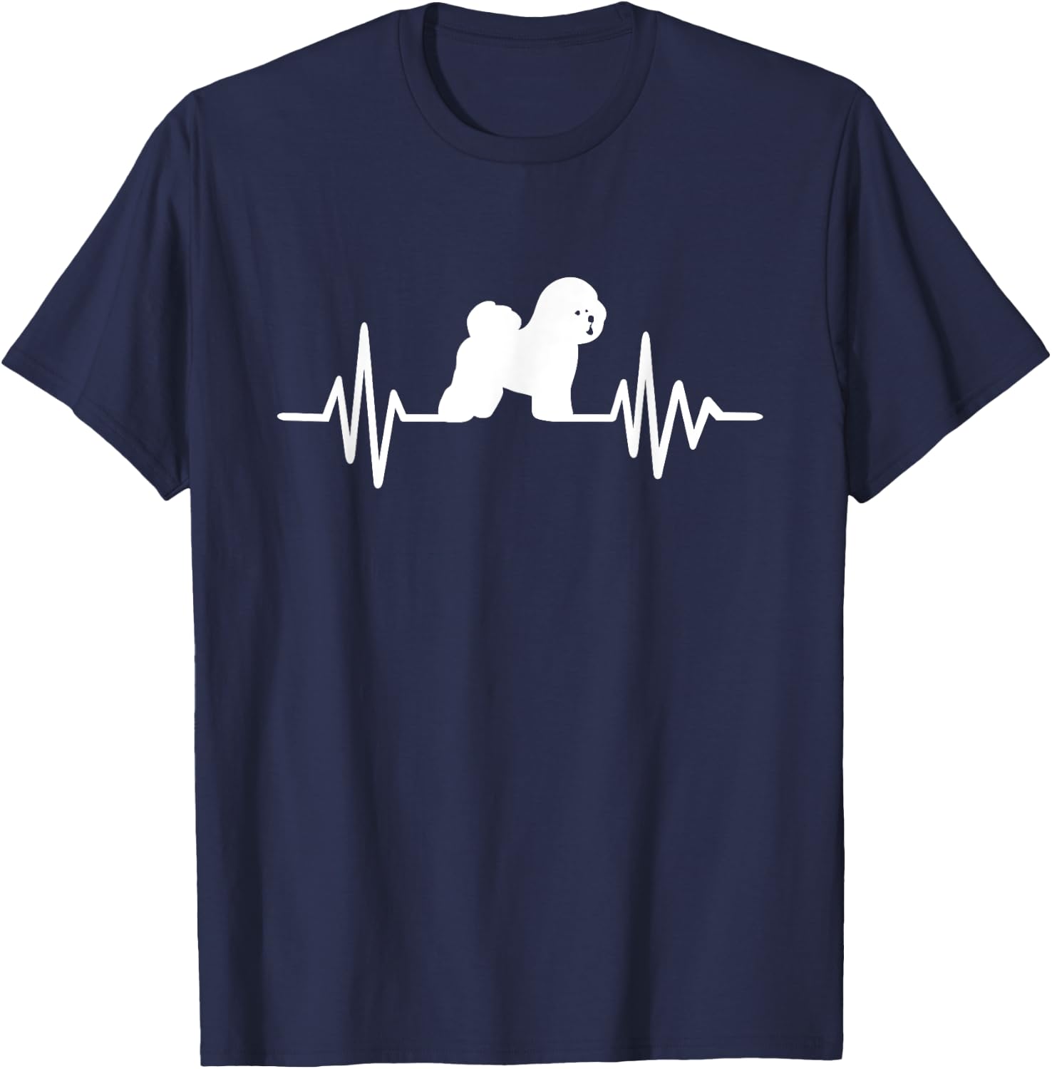 Heartbeat Bichon Frise T-Shirt - T-Shirt | Navy