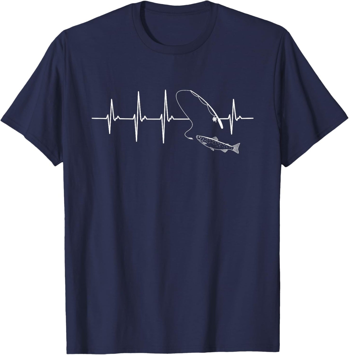 Fishing Heartbeat Funny Fishing Rod T-Shirt - T-Shirt | Navy