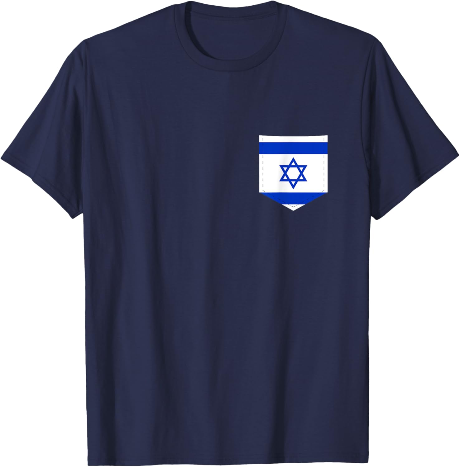 Israel Flag with Printed Israeli Flag Pocket T-Shirt - T-Shirt | Navy
