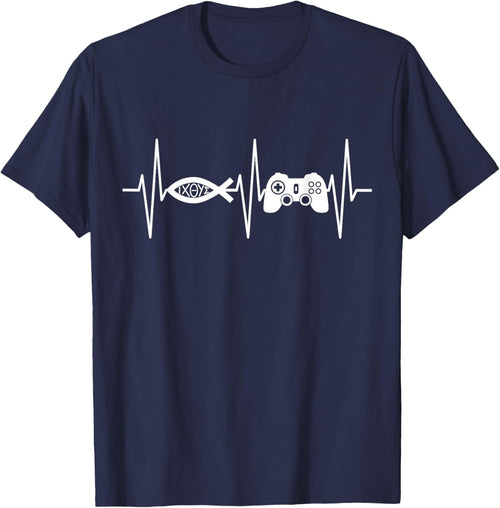 Christian Gamer Shirt Video Gaming Ichthys Jesus Fish Symbol