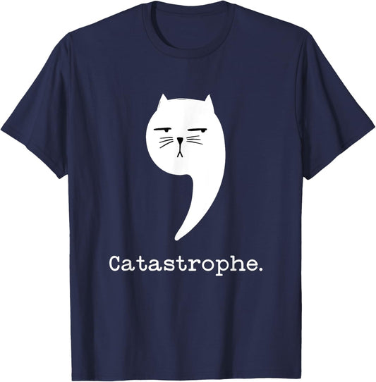Sarcastic Cat Attitude Funny Castastrophe Grammar Nerd Joke Women Kids T-Shirt - T-Shirt | Navy