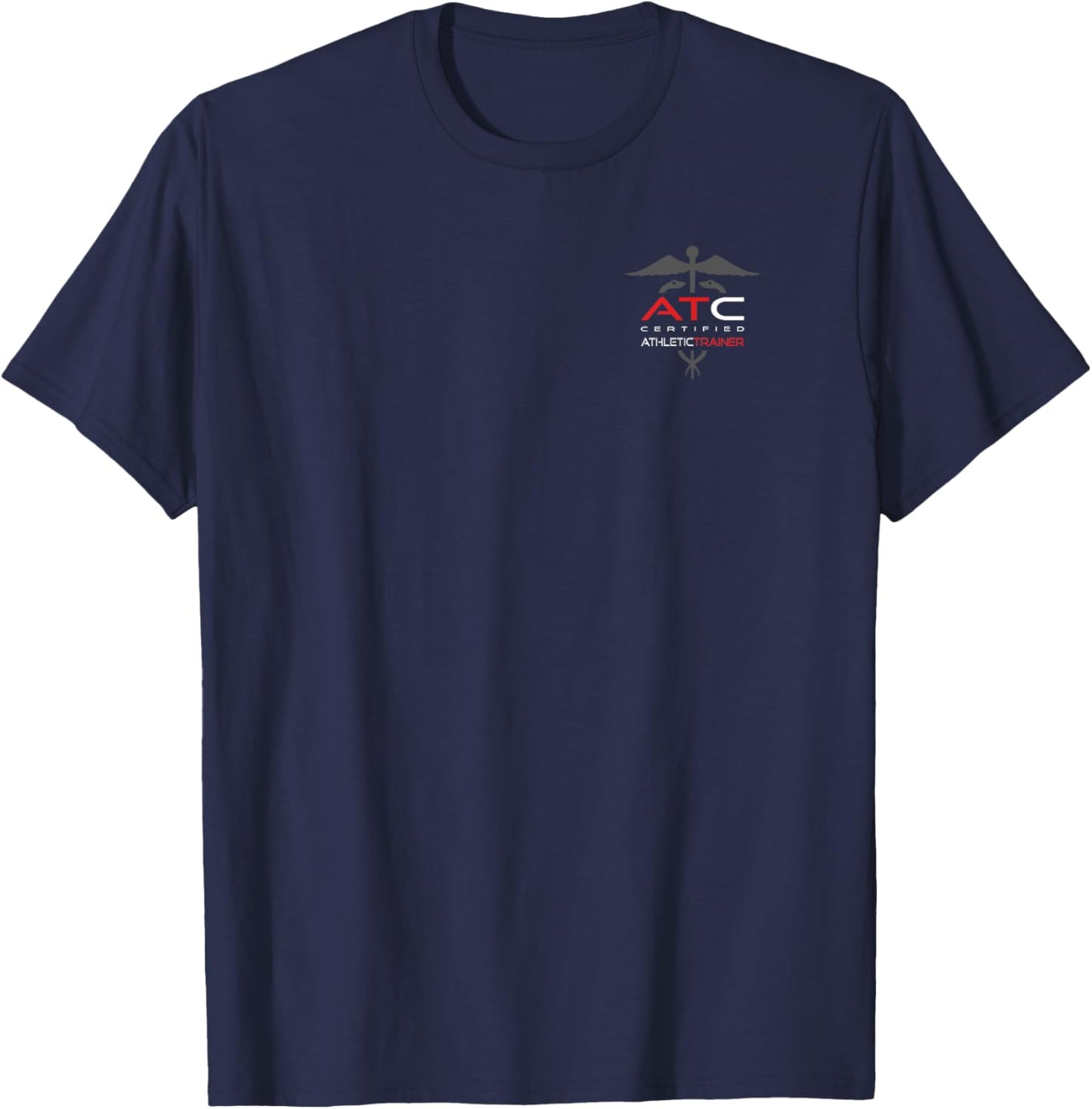 Athletic Trainer - AT - Professional Front/Back AT , Small, Black T-Shirt - T-Shirt | Navy