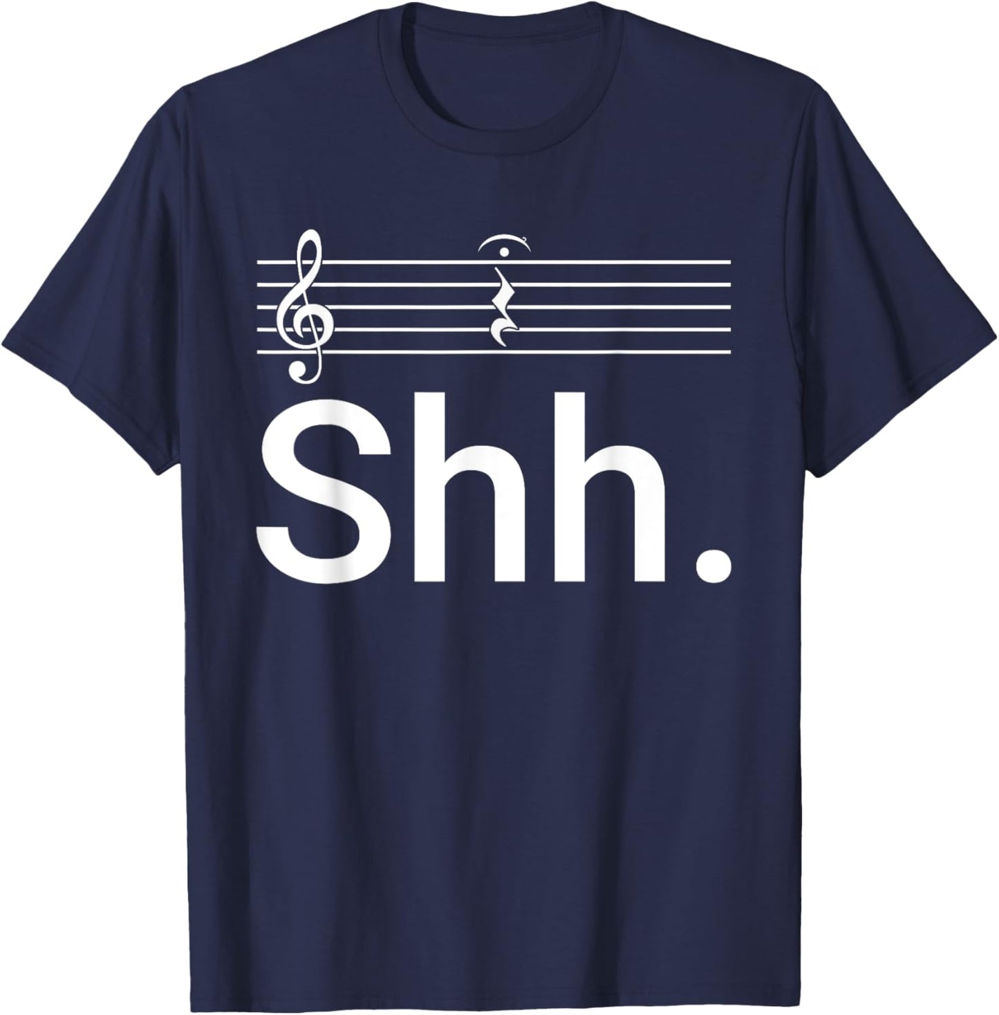 Funny Music Notes Shh Quarter Fermata Teacher Men Women Kids T-Shirt - T-Shirt | Navy