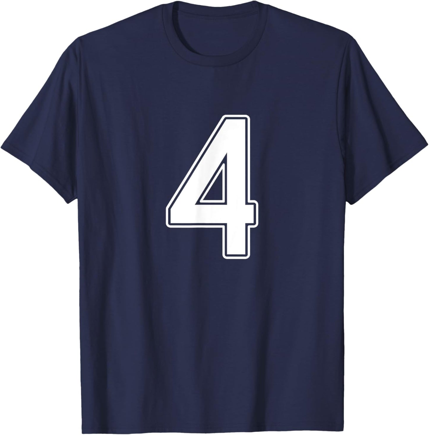 Number #4 White Sport Number T-Shirt - T-Shirt | Navy
