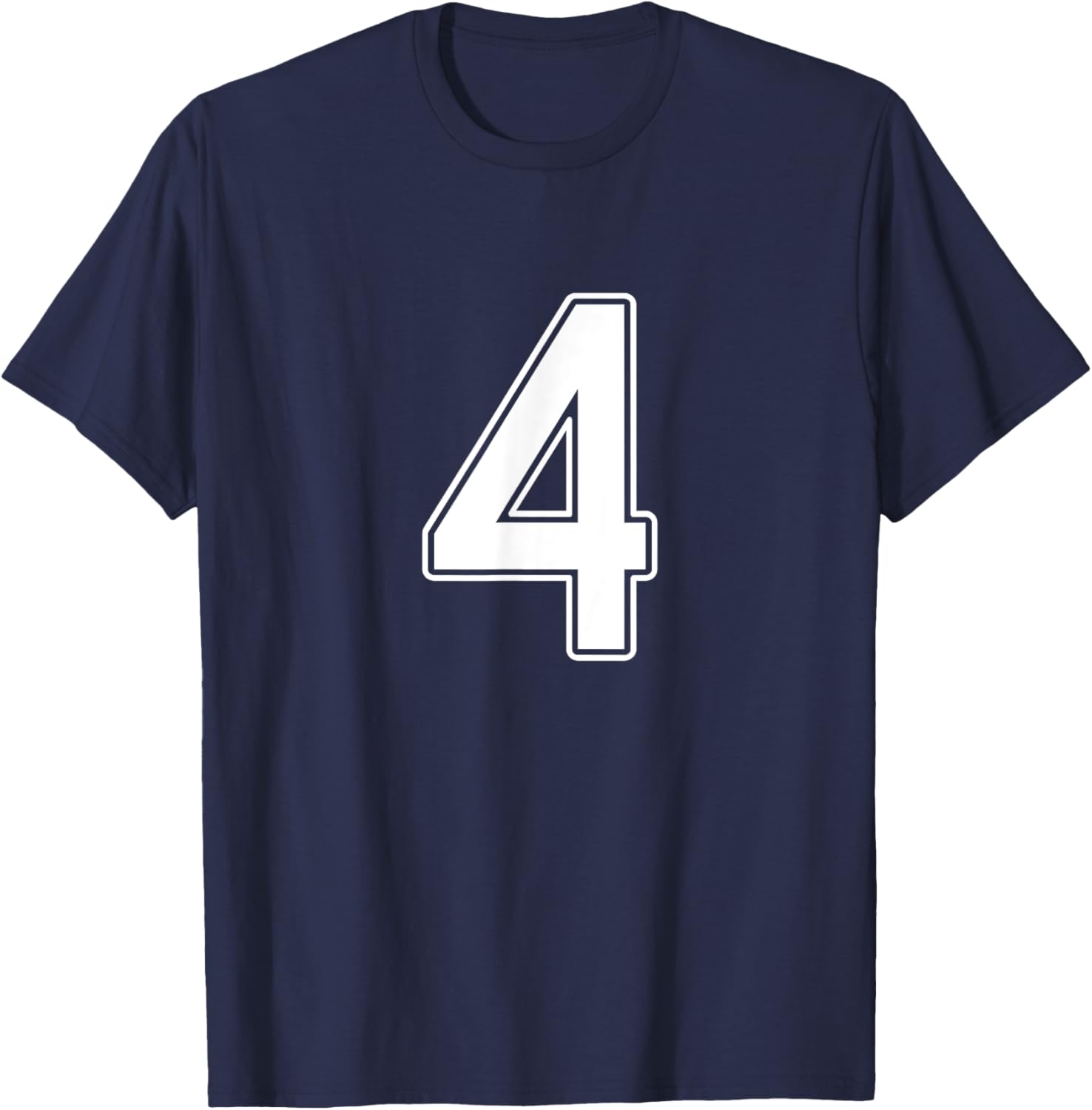 Number #4 White Sport Number T-Shirt - T-Shirt | Navy