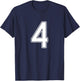 Number #4 White Sport Number T-Shirt - T-Shirt | Navy