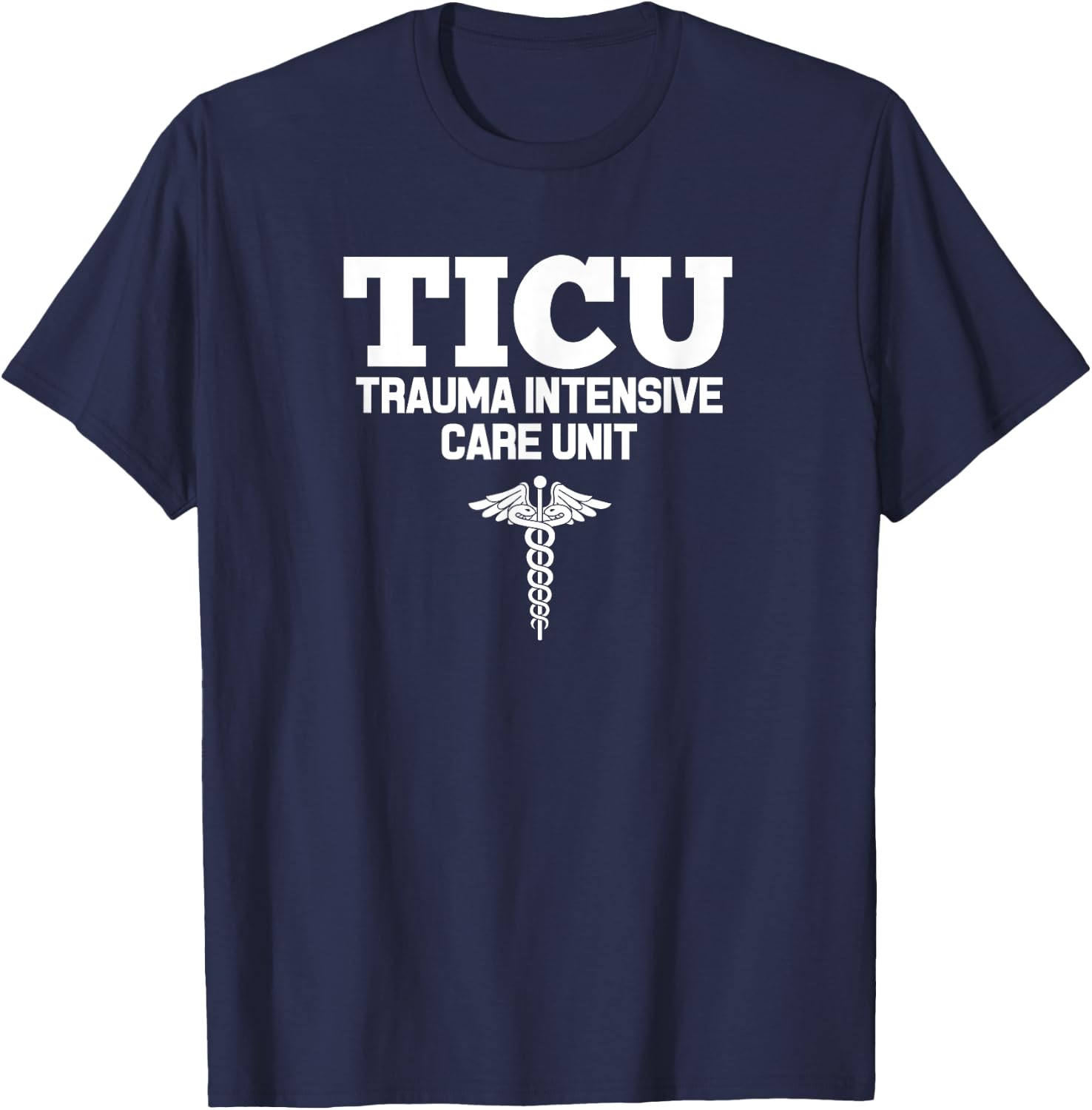 Nursing & Hospital Staff Uniform Apparel Adult Black Classic Fit Short Sleeve - Small - TICU Registered Nurse Intensive Care Unit RN Staff T-Shirt - T-Shirt | Navy