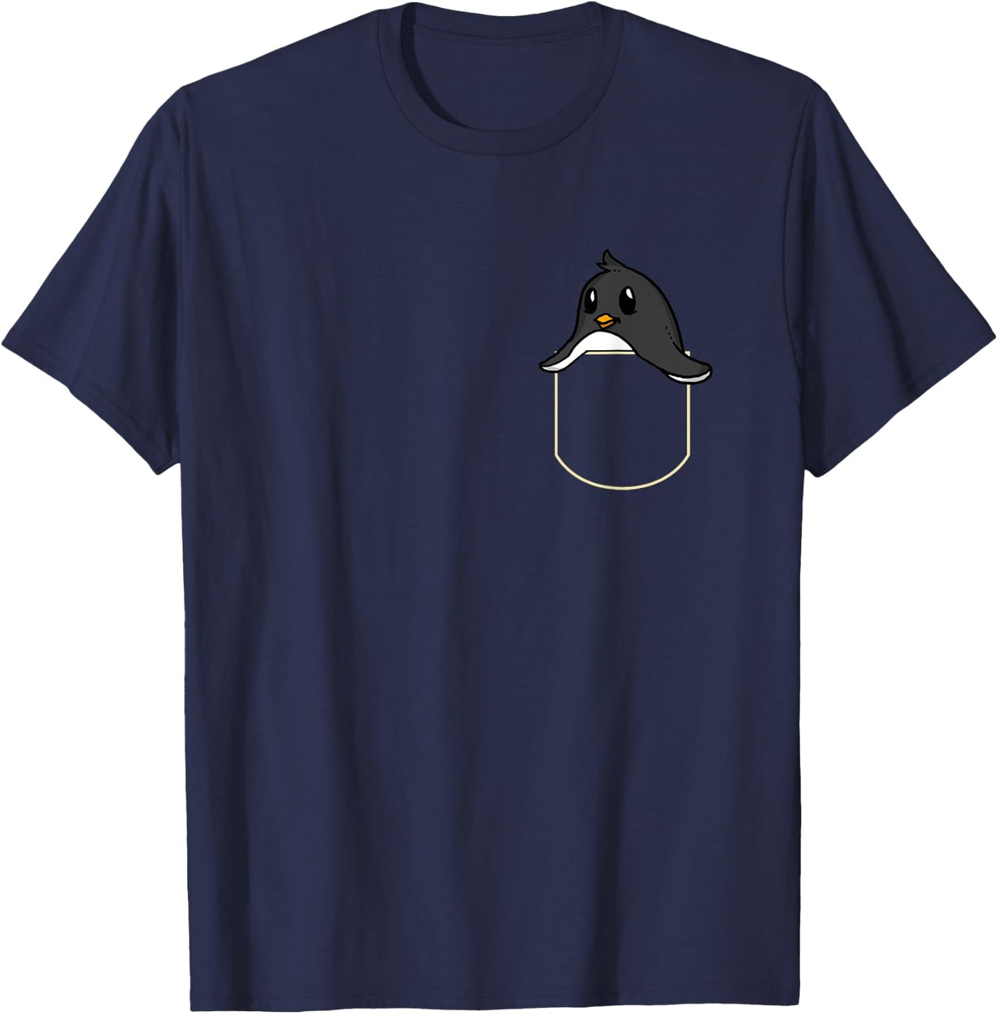 Witzige Pinguin Geschenkidee Funny Penguin In The Chest Pocket Gift Penguin Pocket T-Shirt - T-Shirt | Navy